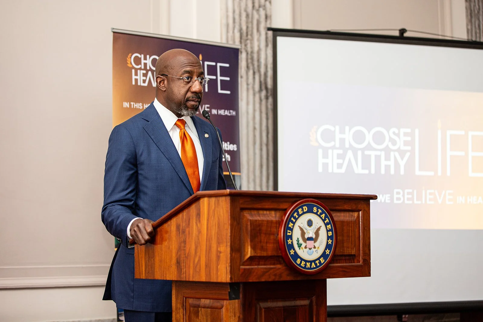 Senator and CHL Clergy Council Member Sen. Raphael Warnock (GA) addresses the audience