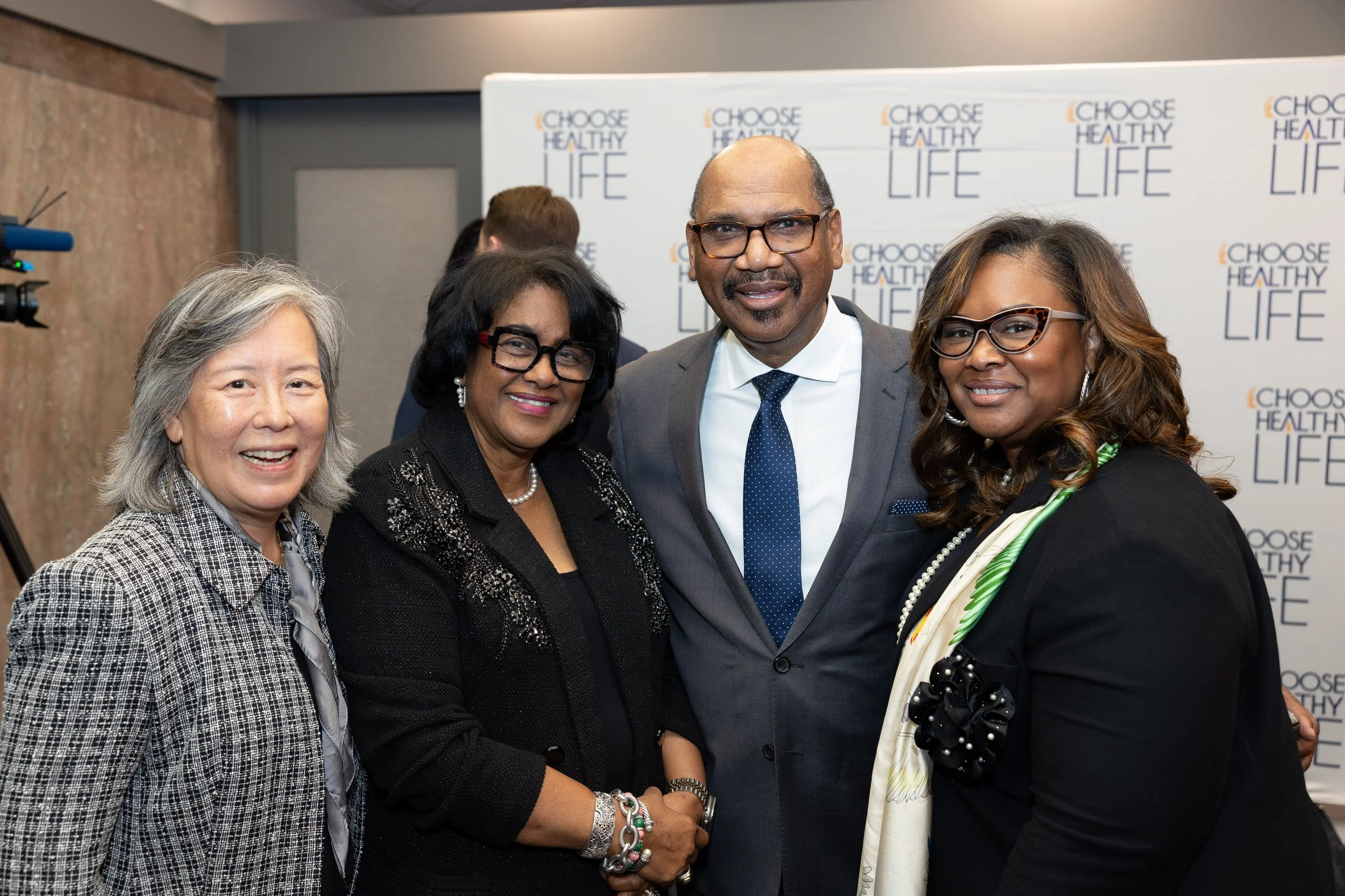 CHL Development Manager Claire Hsiang Marx, CHL Newark Health Navigator Supervisor Rev. Linda Jefferson, CHL Newark Clergy Leader Rev. David Jefferson Sr., and CHL President & CEO Rev. Kimberly L. Williams