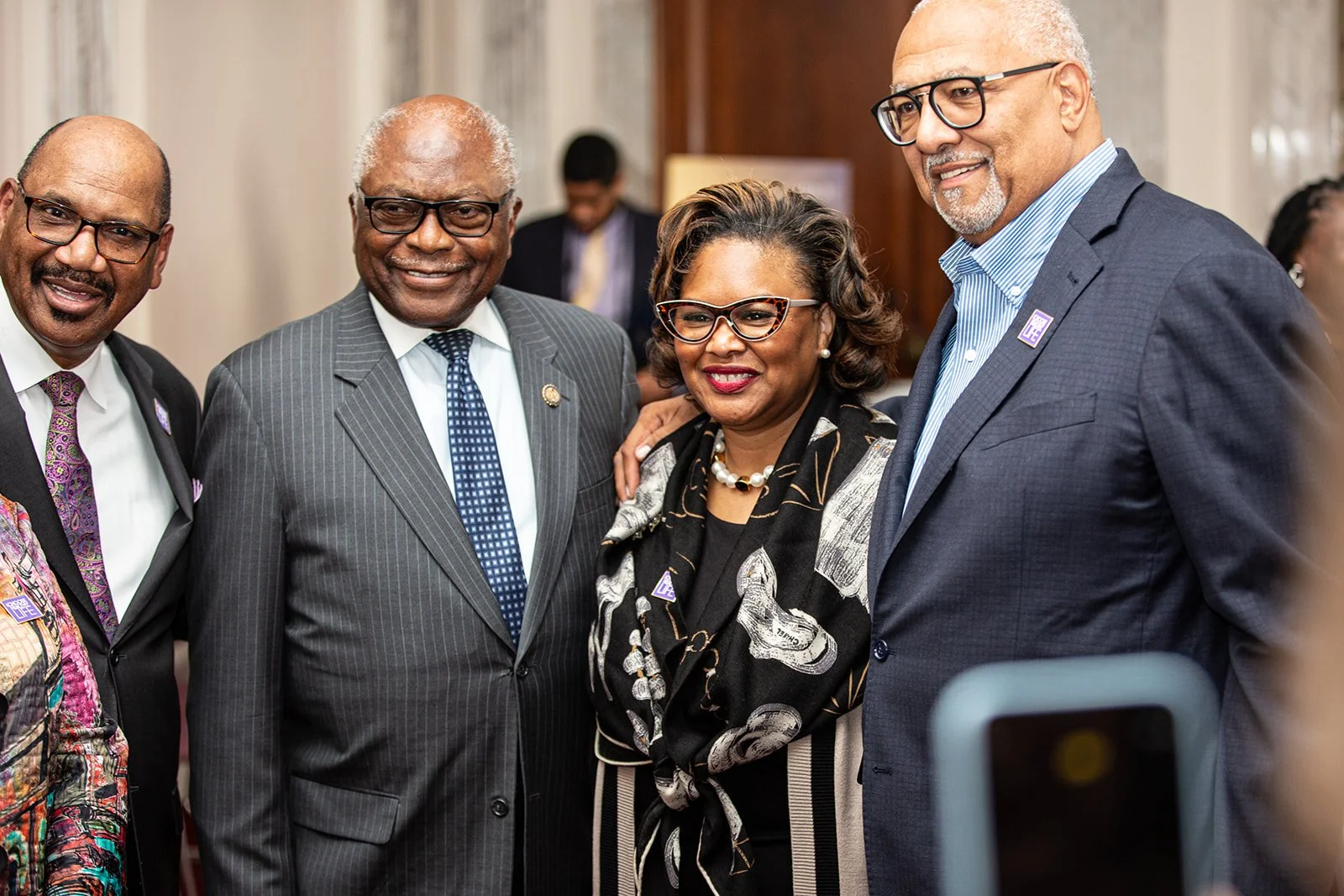 (from left to right) CHL Newark Clergy Leader Rev. David Jefferson Sr., Rep. Jim Clyburn (SC), Rev. Williams, and CHL Detroit Clergy Leader Rev. Horace Sheffield III