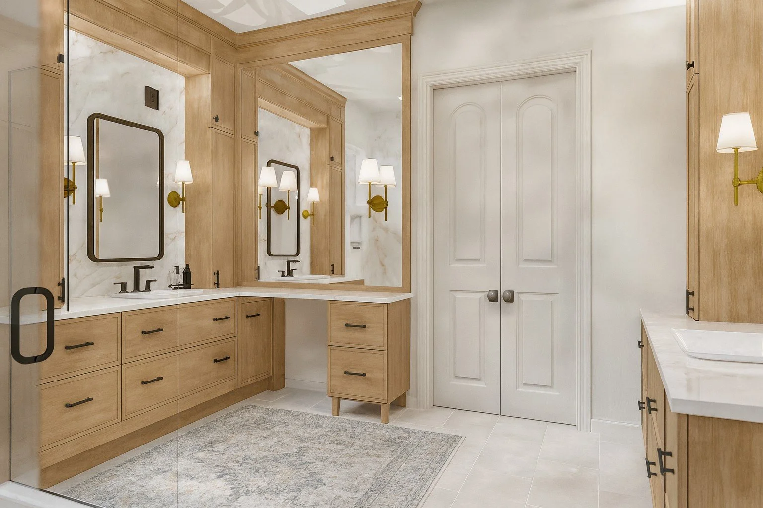 modern bathroom with wet room 3D