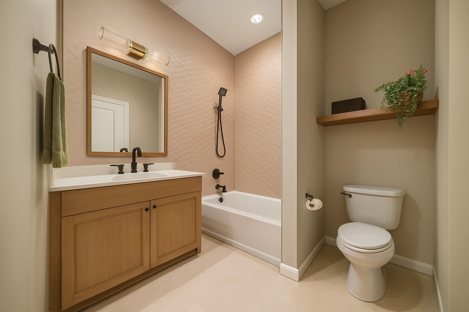 girl's blush bathroom 