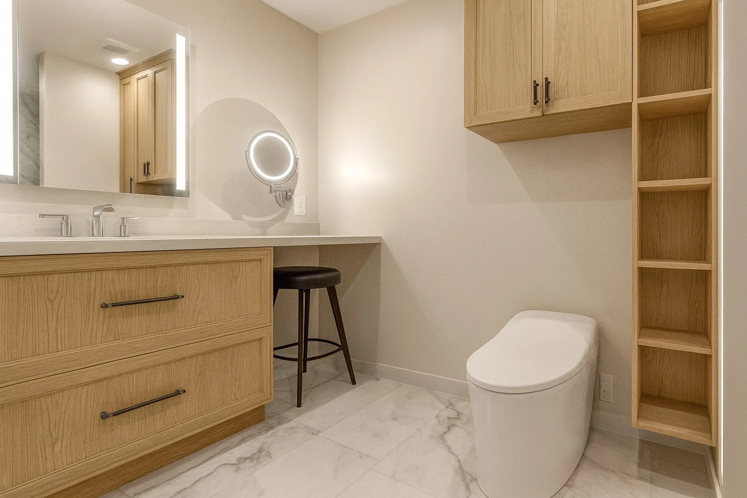 secondary bath wood tones