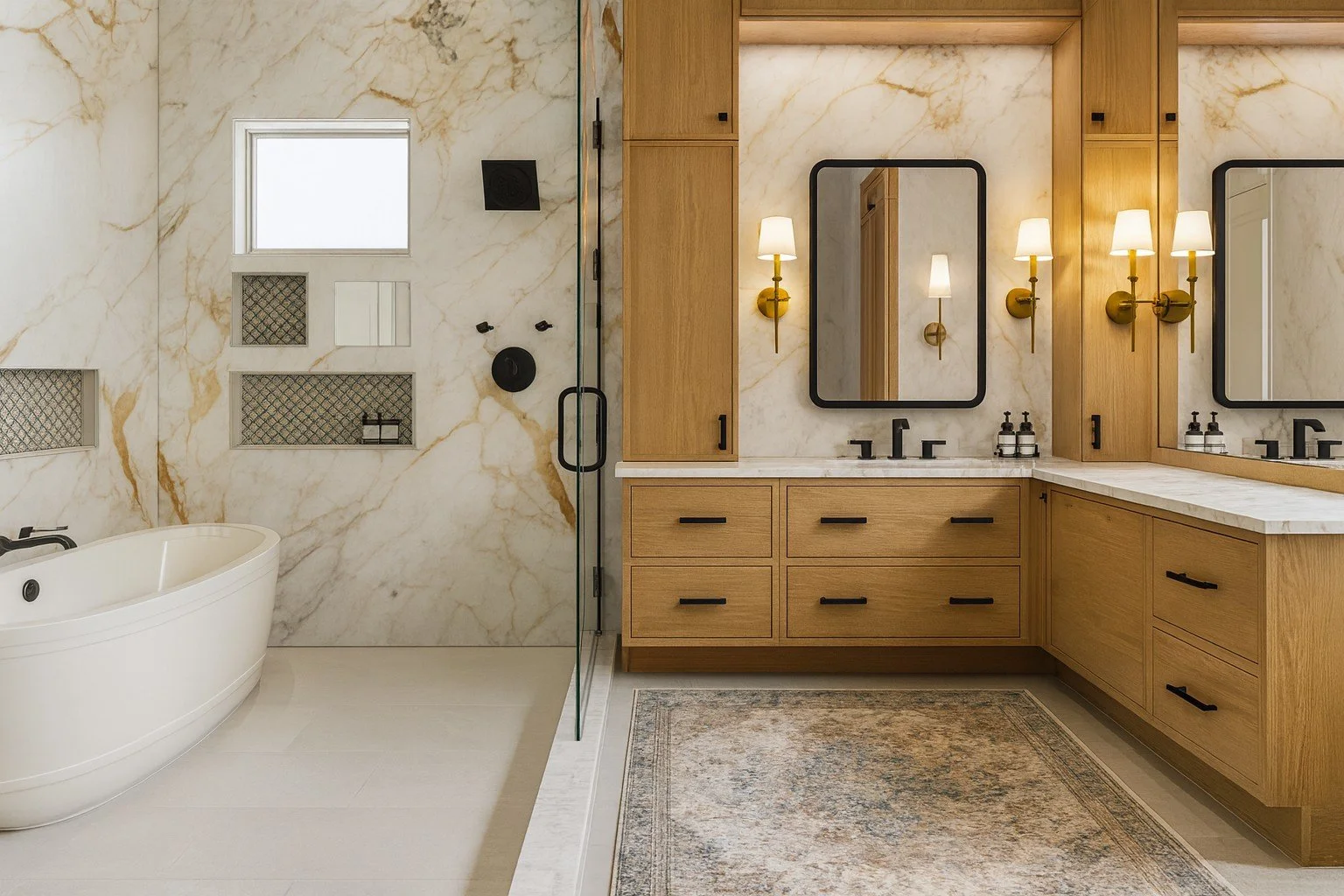 modern bathroom with wet room 3D