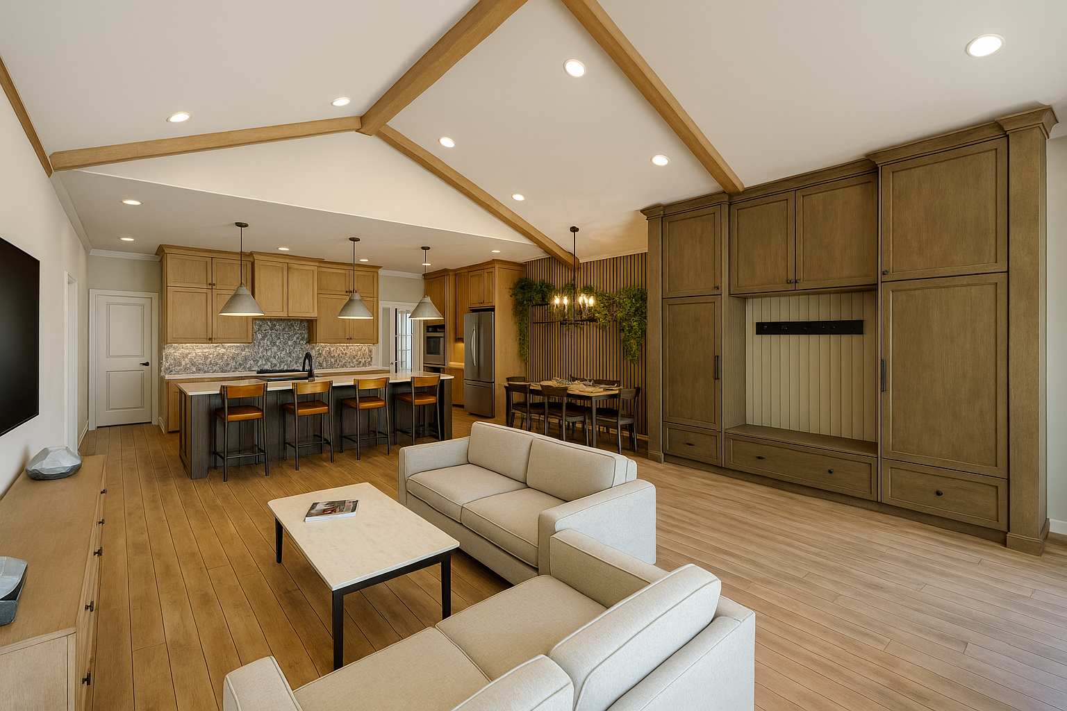 open concept kitchen living