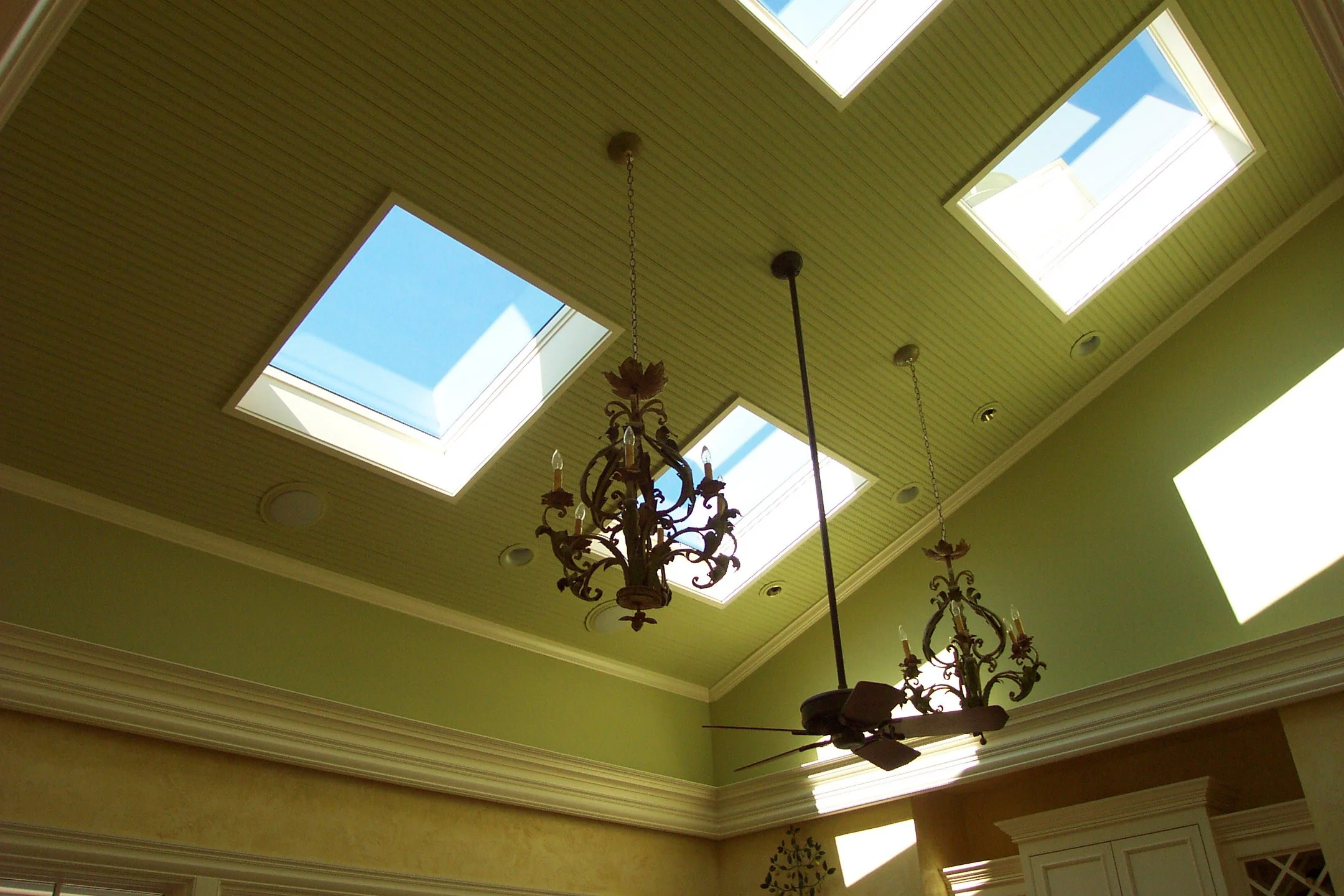 Winter in North Carolina may be cold and overcast, but this sunroom never feels that way. 
We added sun lights to this home so they can feel warm year round. 