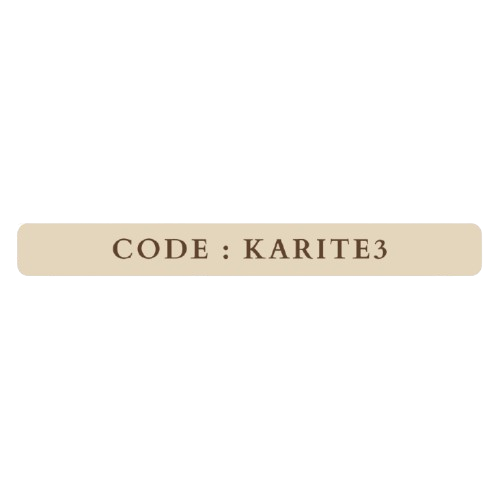 Image d'un fond noir avec un bandeau beige affichant le texte "CODE : KARITE3".