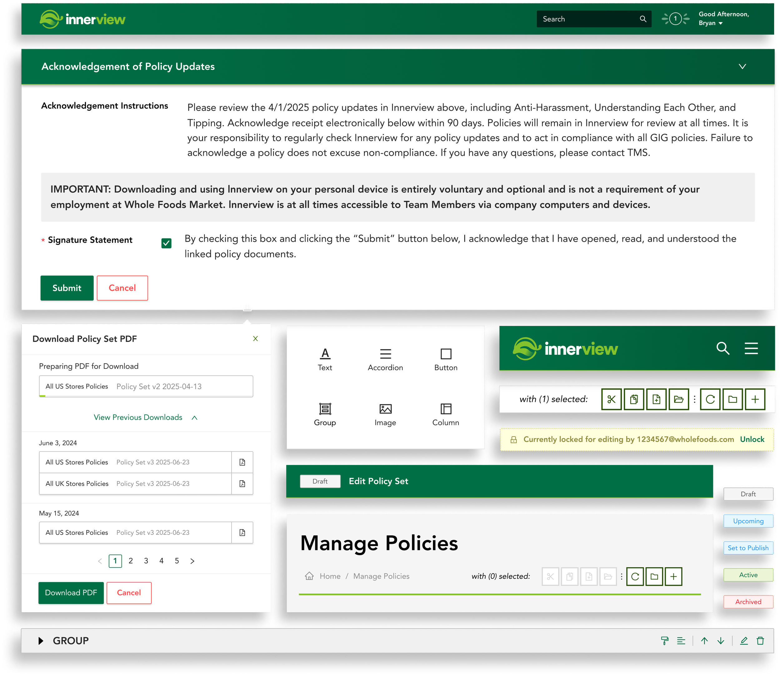 Components from the Whole Foods enterprise design system