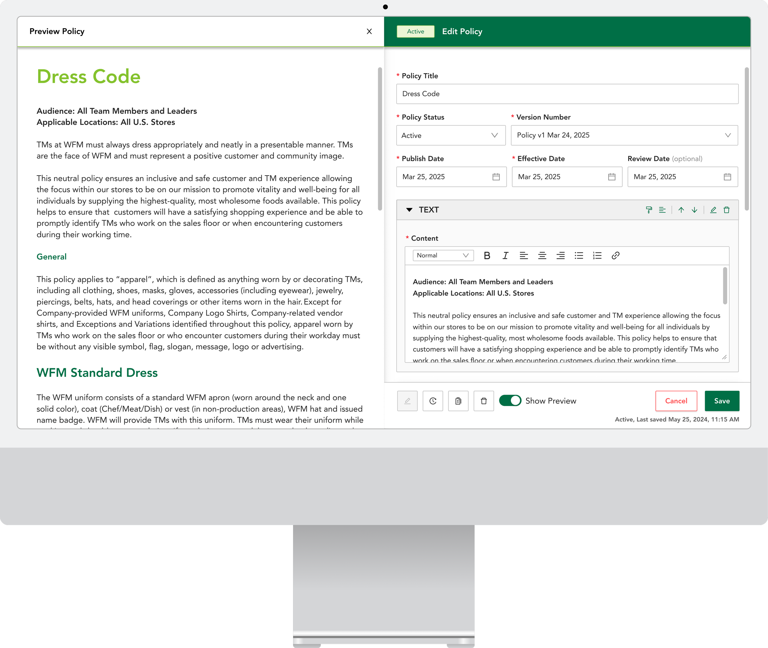 The Smart GIG policy platform shown on a desktop display