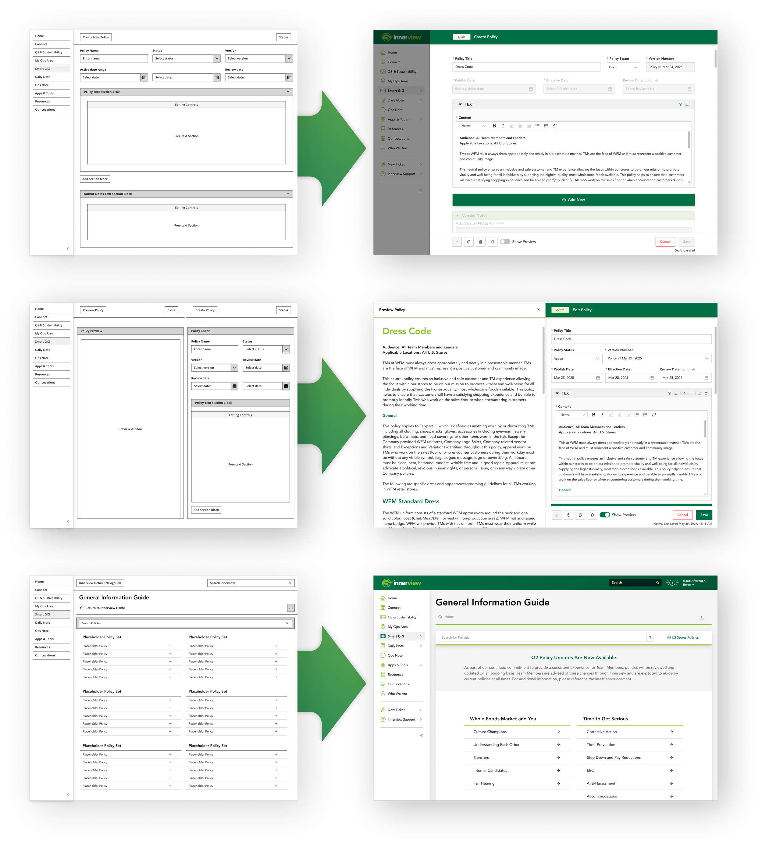 Iterations of the viewing experience mockups, shaped by usability session feedback