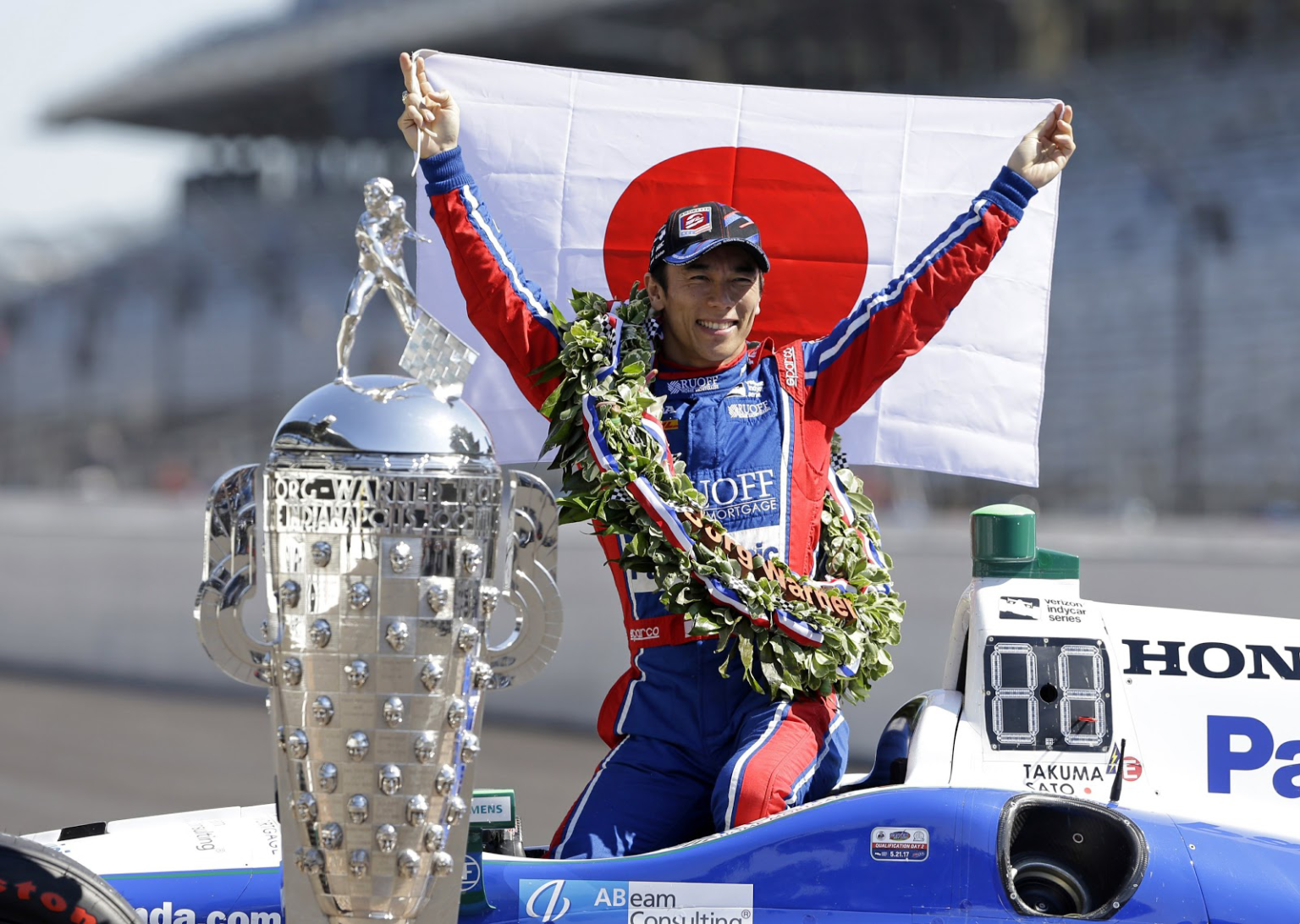 Takuma Sato Takes First Place at Indy 500