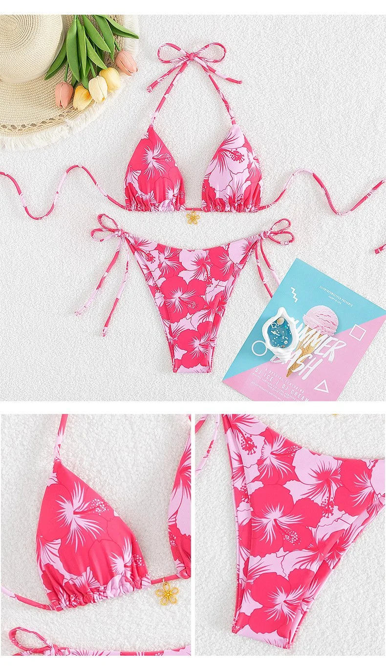 Golden Hisbiscus Bikini Top