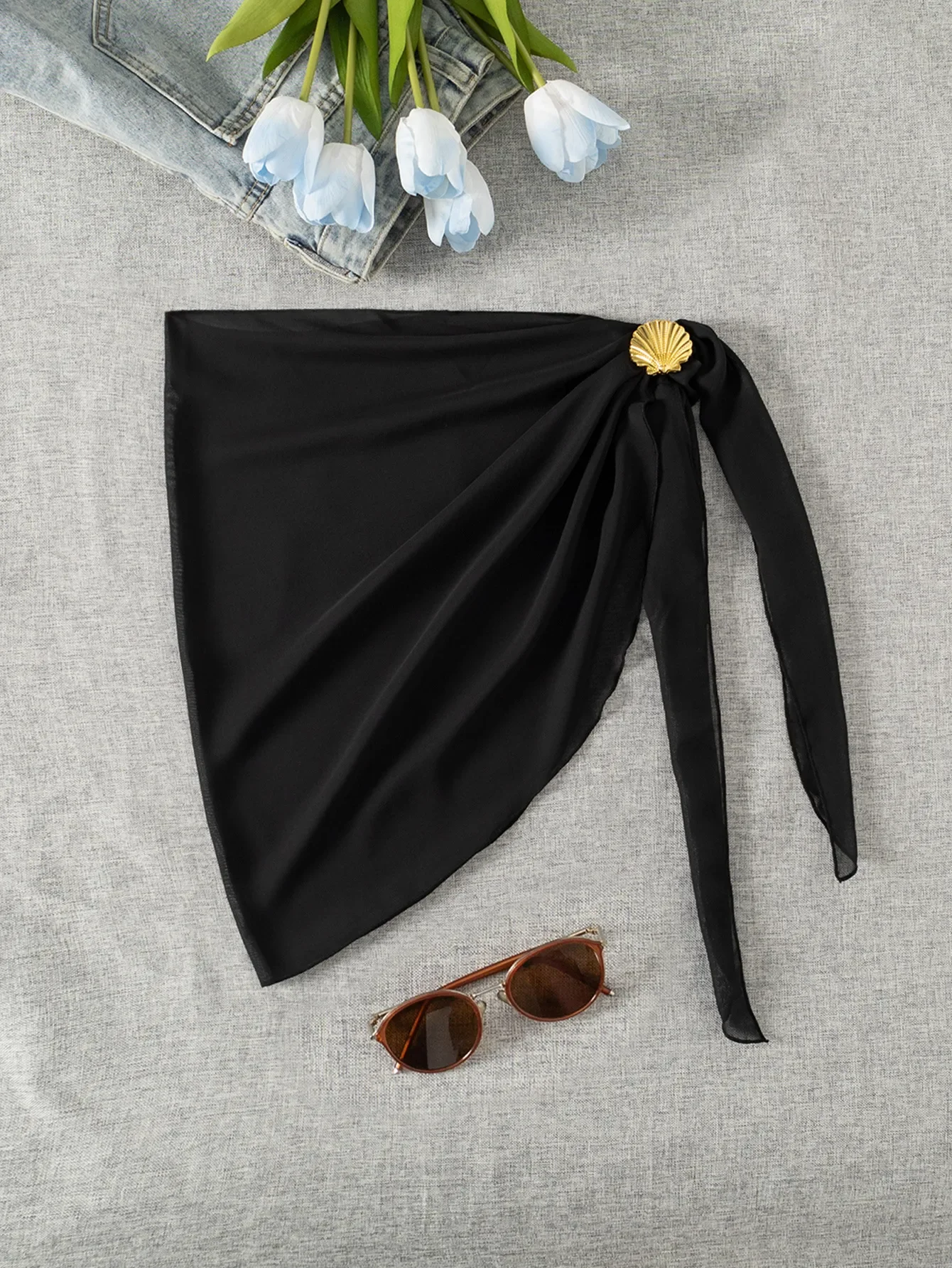 Beach-Bikini-Cover-Up-Skirt-Metal-Shell-Mesh-Fabric-Wrap-Around-Beach-Gown-Women-s-Swimming-Suit-Beachwear-Casual-Occasion-display-picture-4.webp