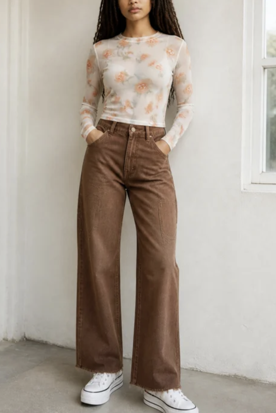 Charis Floral Mesh Long Sleeve