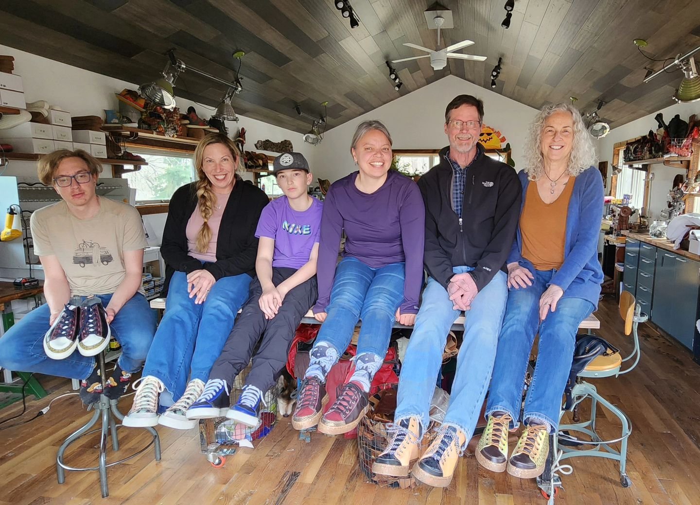 They didn't know each other at the beginning of the day. They were taking group photos by the end of the day! All sneakers handmade by each one of them in one day!

#thingstodoinfortcollins #visitfortcollins #coloradoshoeschool #makeyourownsneakers #