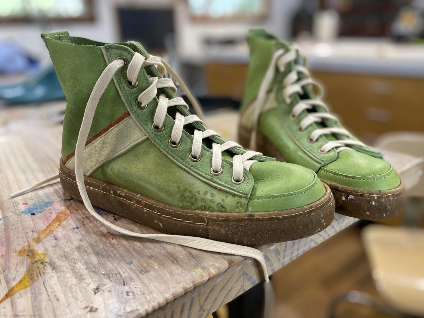 Check out these spring beauties! #coloradoshoeschool, #handmadeshoes, #green