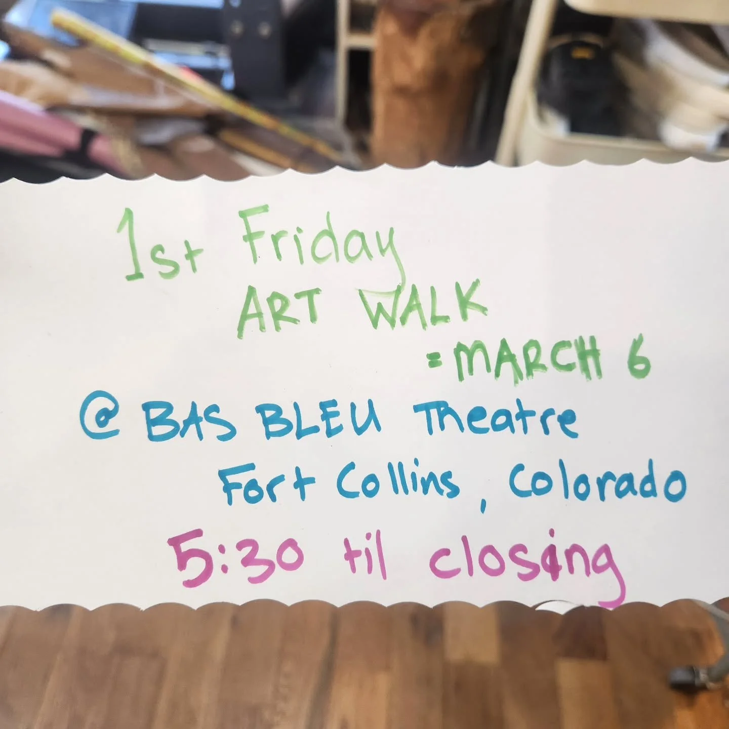 If you've attended our shoe school you'll know that we also do other arty things along side our shoe workshops.
On Friday March 6 from 5.30 we will be @basbleutheatre for our joint art exhibition "in ernest" in the theatre's foyer during Fi