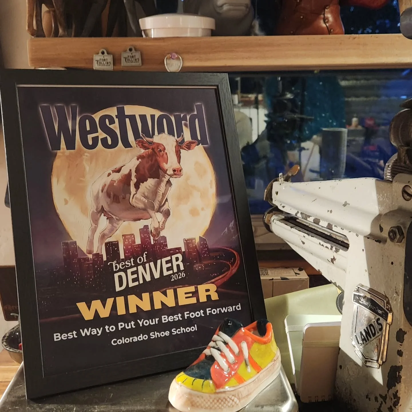 This turned up yesterday, what a fun surprise! Thanks community for voting for us! Thanks @denverwestword for championing local businesses.

#bestofdenver #coloradoshoeschool