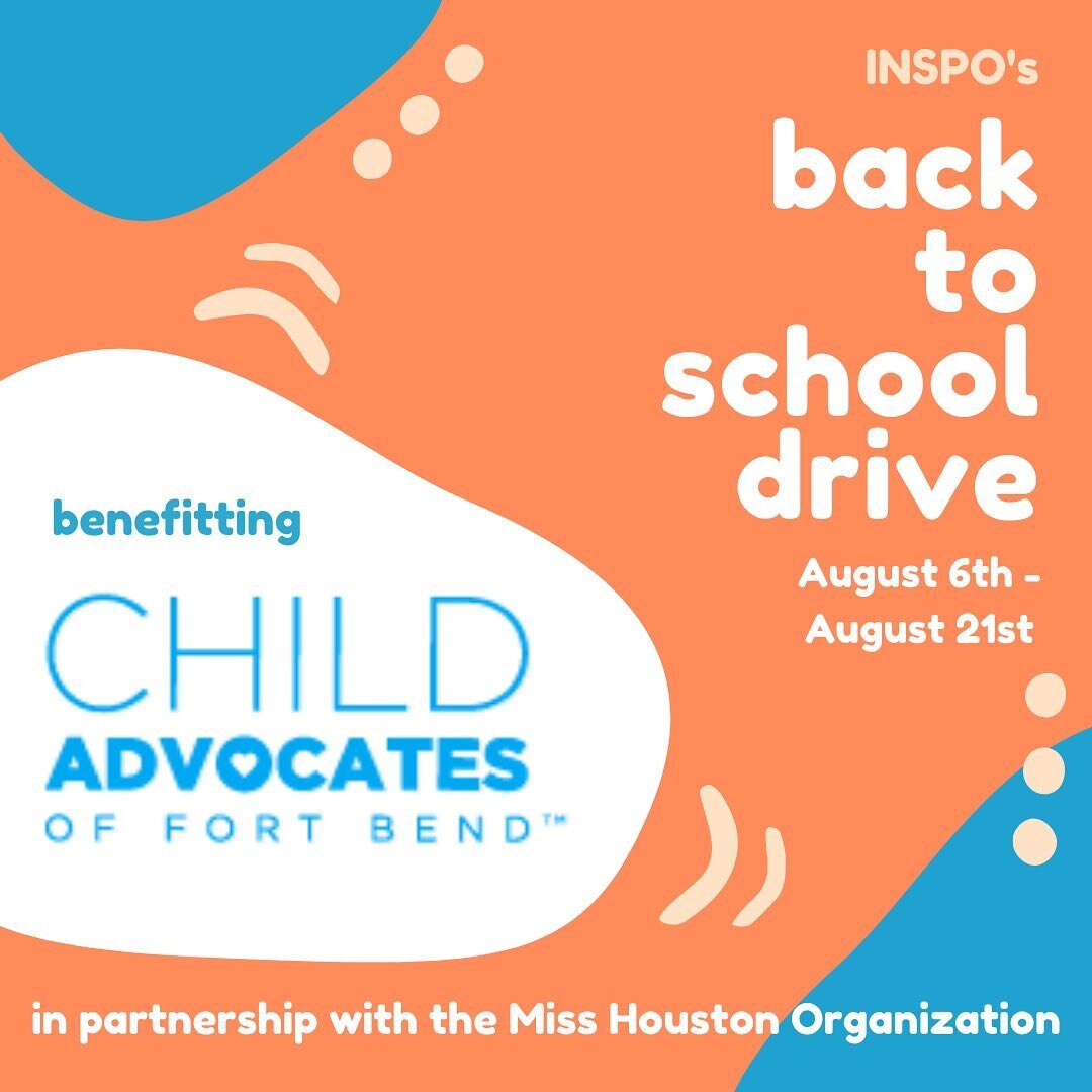 We&rsquo;re starting this school year off with a community event! INSPO and the Miss Houston Organization are partnering up to collect supplies for Child Advocated of Fort Bend. Check out the post and our website for more information!
~~~~~
#students