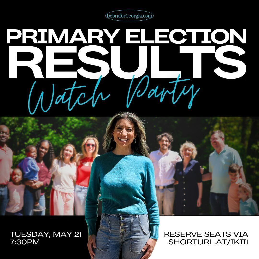 Join us Tuesday night for a Primary Election results Watch Party at Coalition! 

RSVP at https://partiful.com/e/qGfgdYmp9JNN4KPk5y2x. 

#debraforgeorgia #alpharettga #miltonga #roswellga #cherokeecountyga #primaryelection #georgia #politics #election