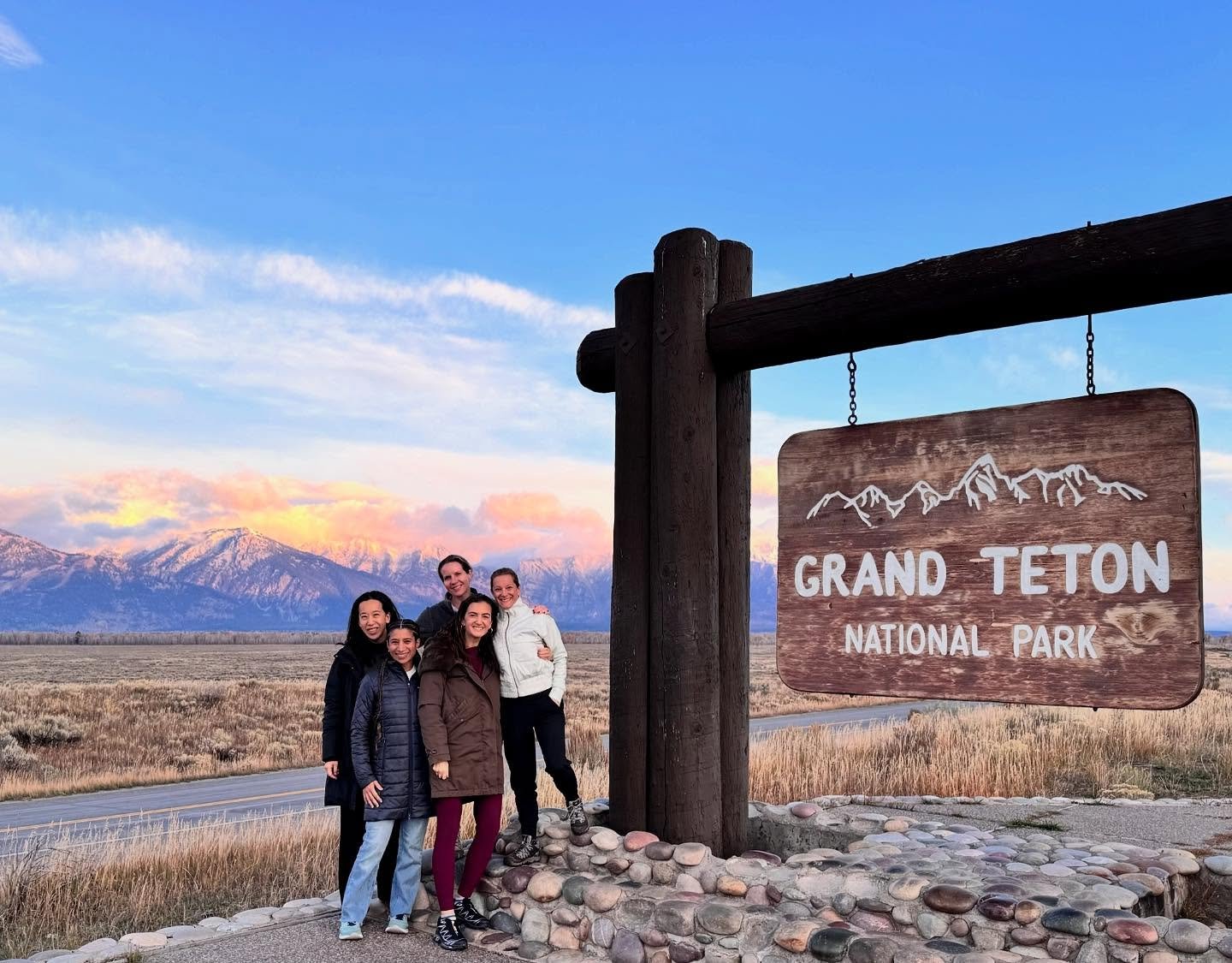 A wonderful weekend in Jackson Hole, Wyoming with college besties! Some fun moments from our trip: 
1. Gorgeous sunrise entering Grand Teton National Park 
2. Moose sighting!
3. Checking out more wildlife through a scope. 
4. Trail hike.
5. Historic
