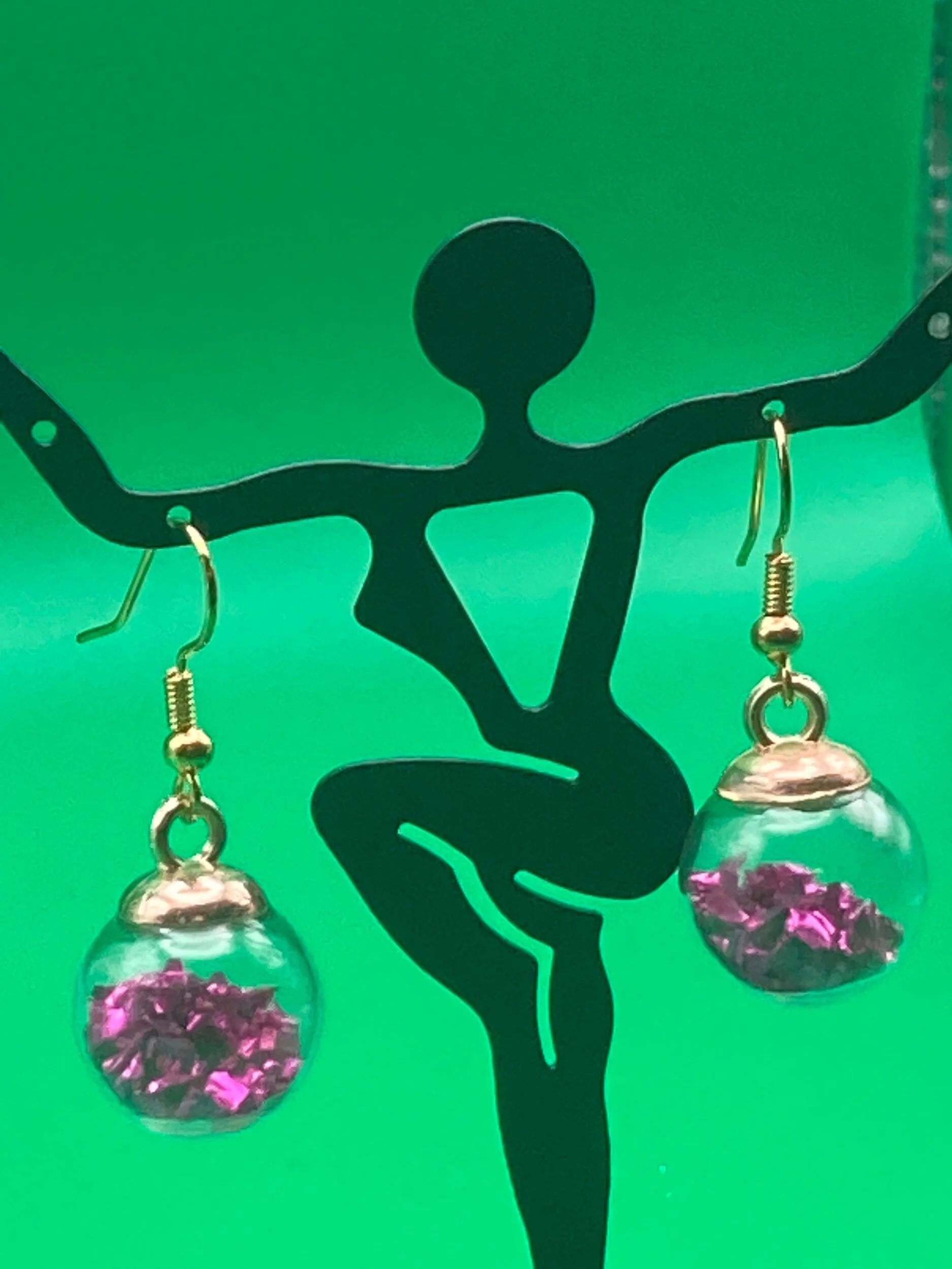 Purple Glass Ball Pendant Earrings