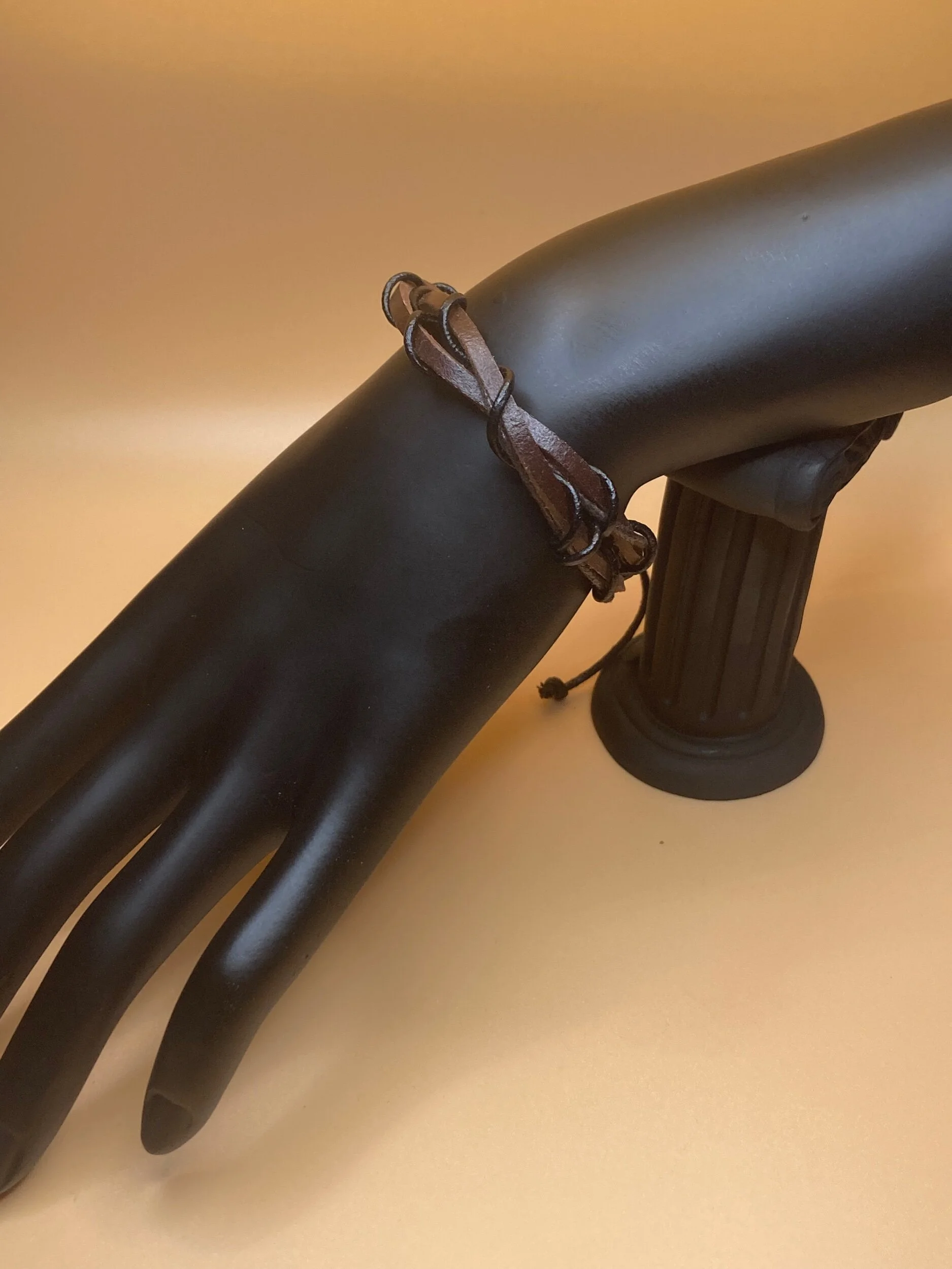 Criss Cross Dark Brown and Black Leather Bracelet