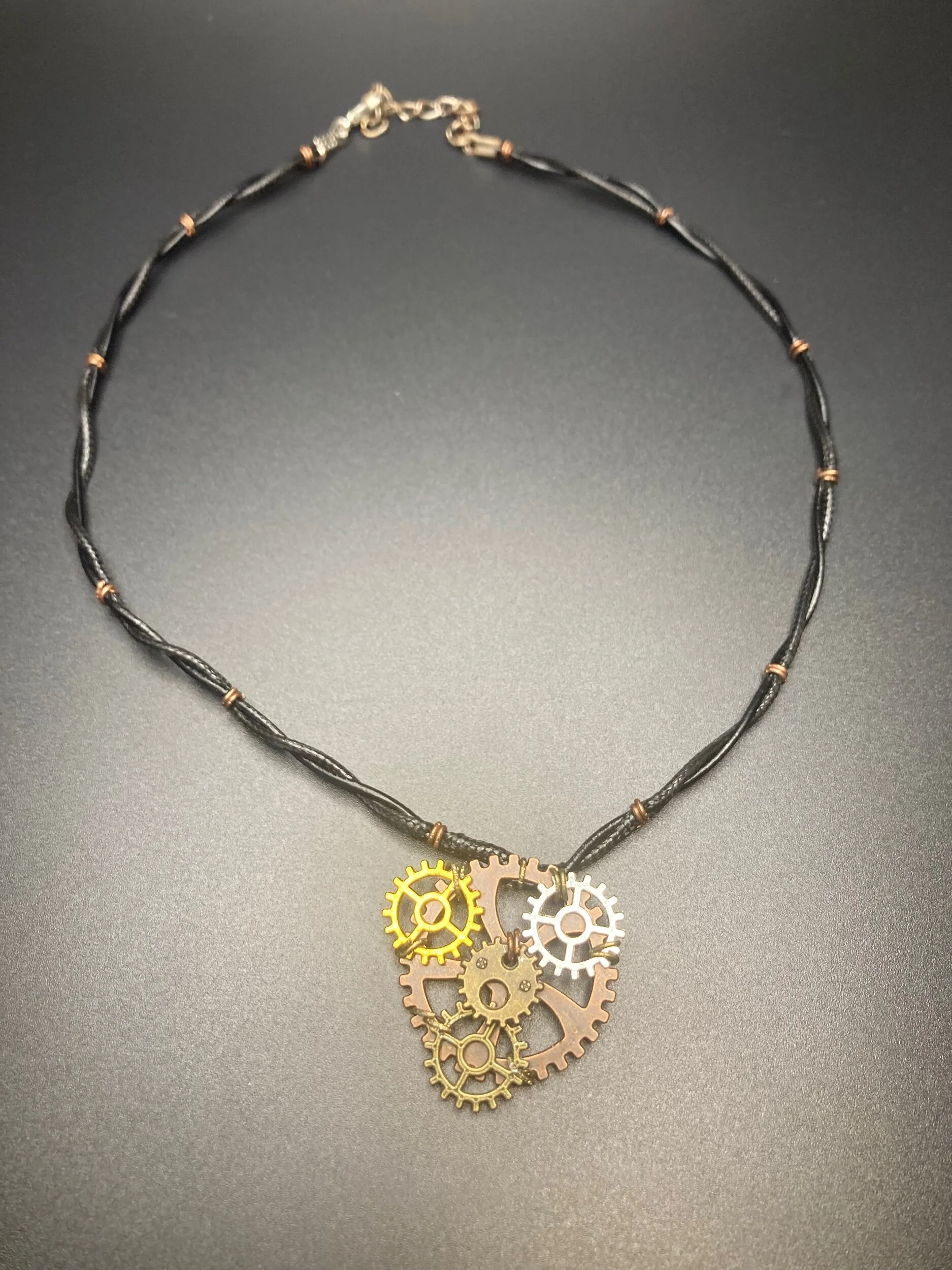 Watch Gear Black Leather Necklace