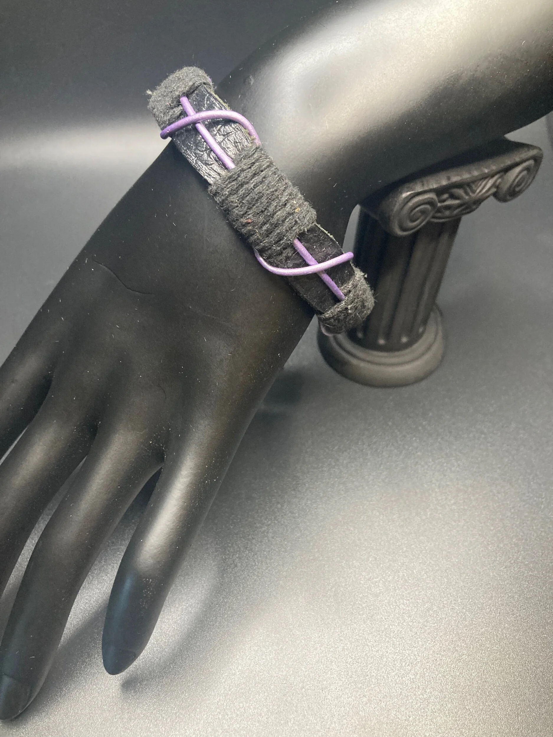 Criss Cross Purple Leather Bracelet