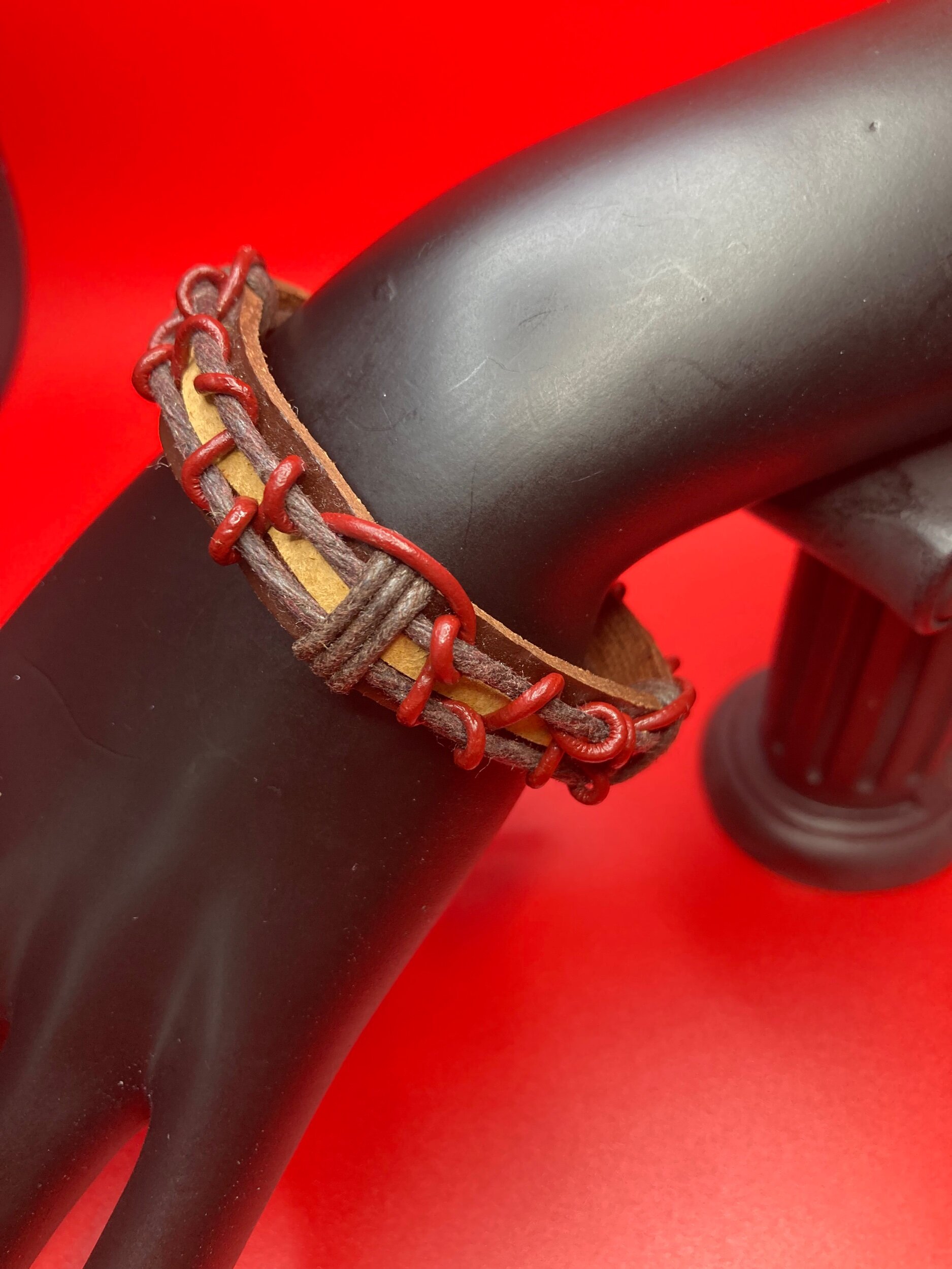 2 Browns and a Red Leather Bracelet