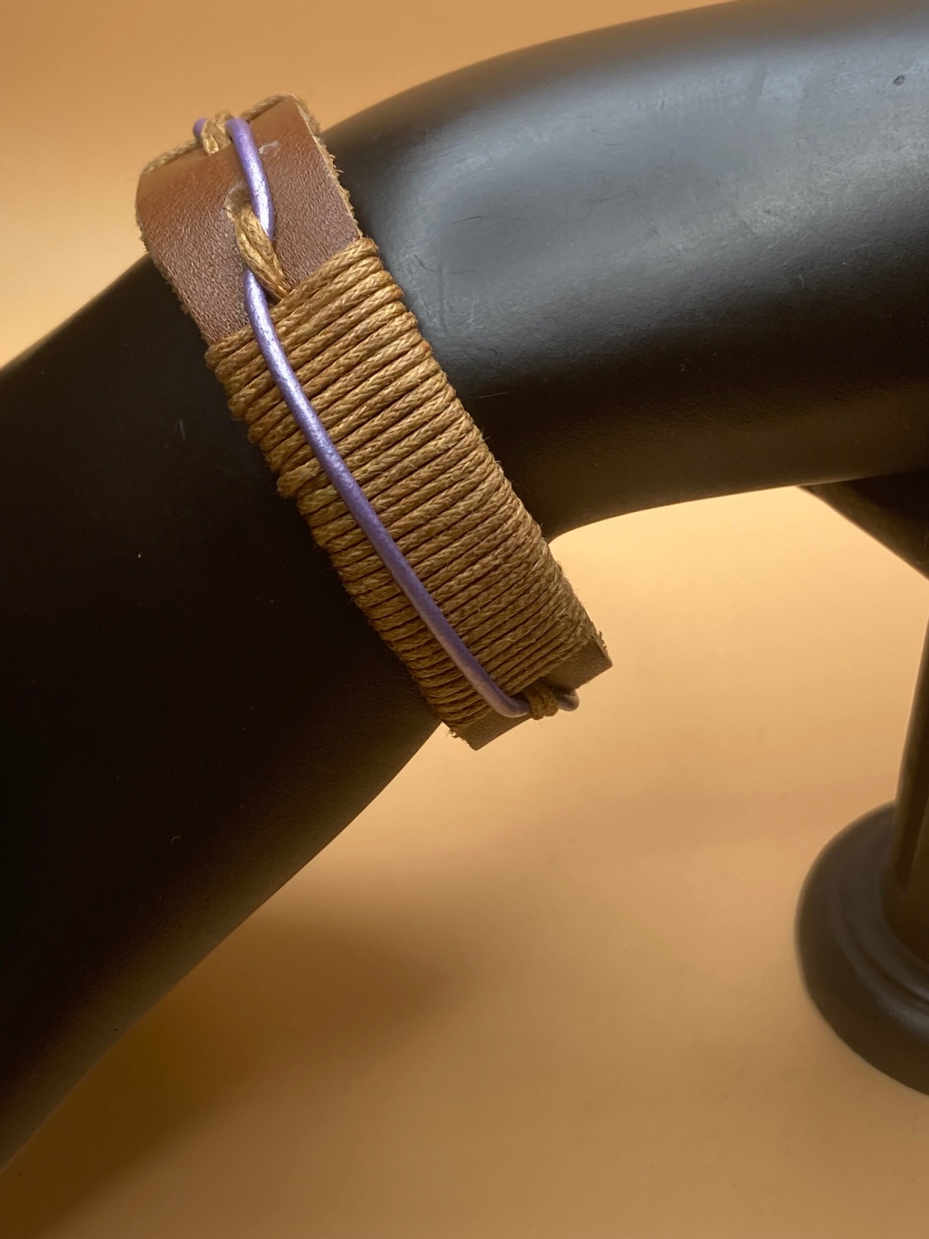 Brown Rope with Purple Leather Bracelet
