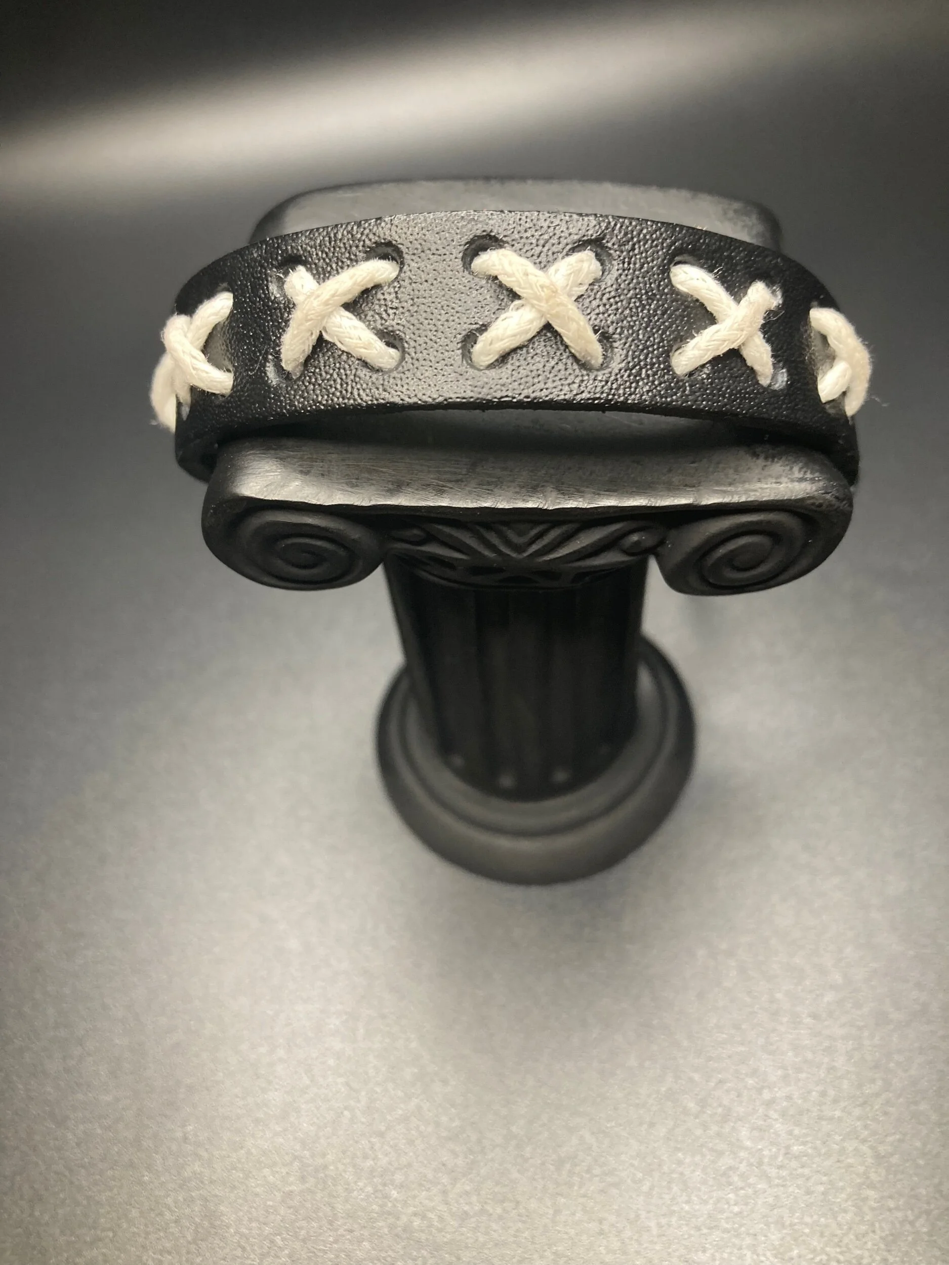 Classic Black and White Leather Bracelet