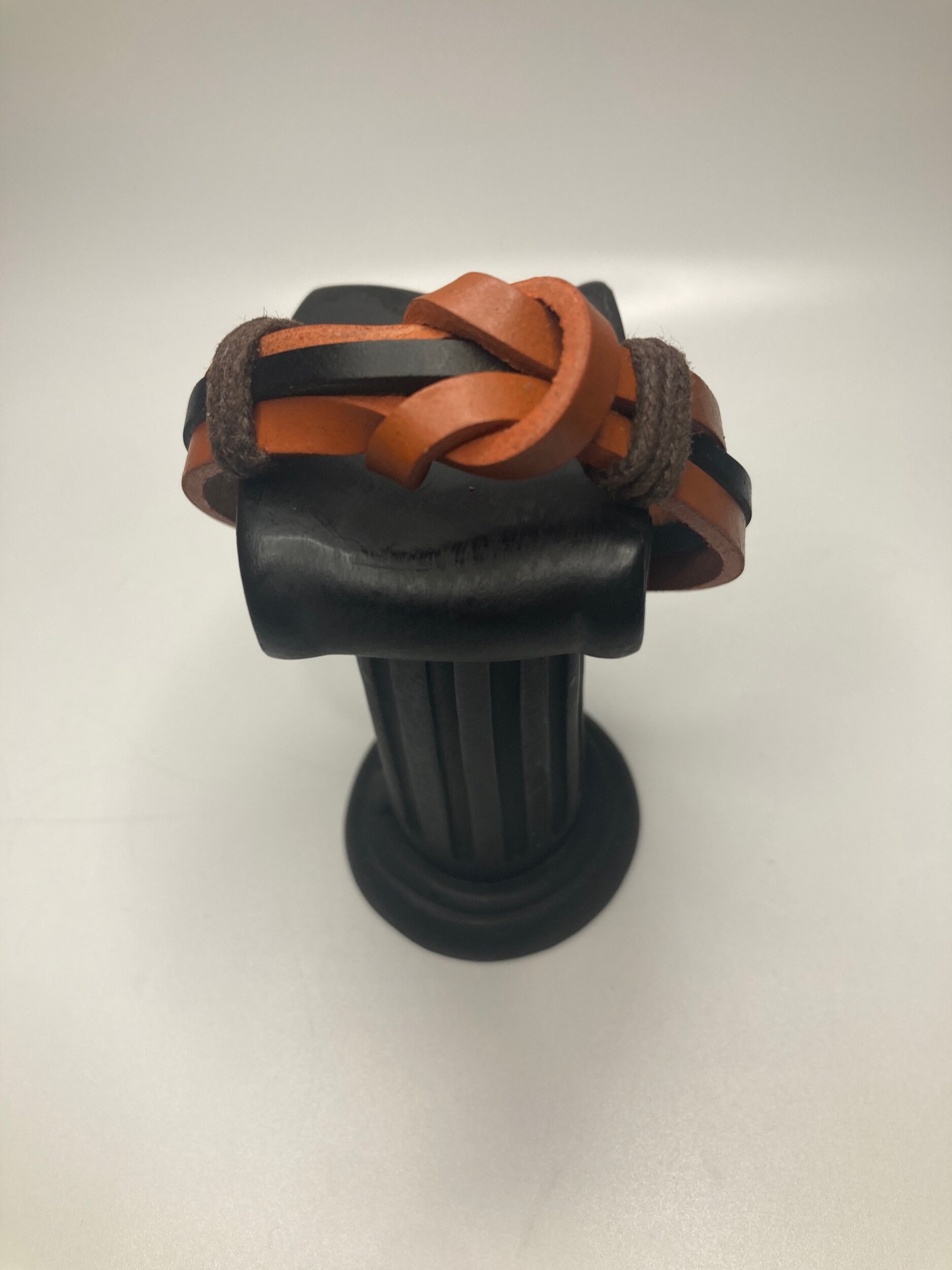 Twisty Curvy Sturdy Brown and Black Leather Bracelet