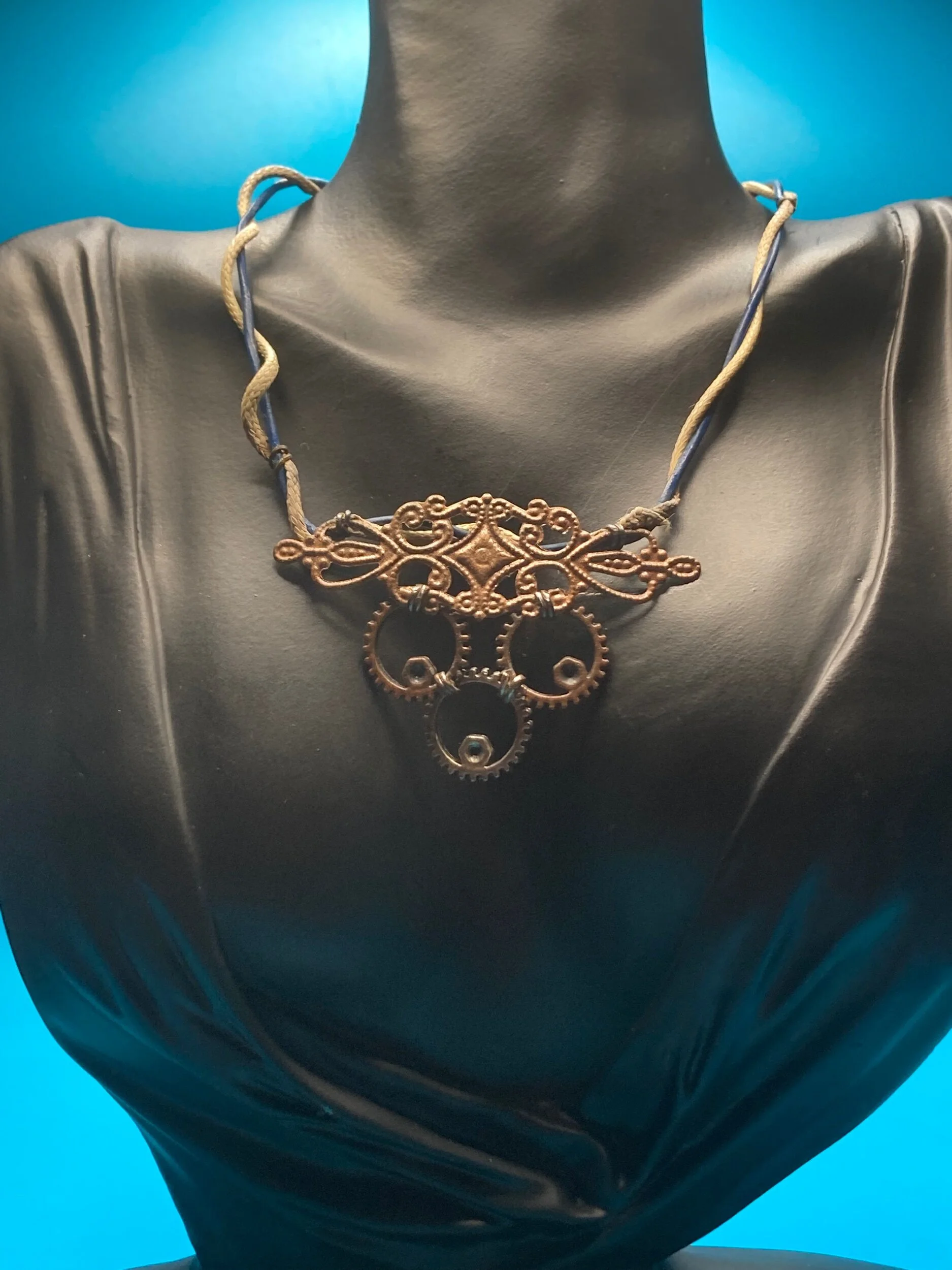 Victorian Era Inspired Black and White Metal Necklace