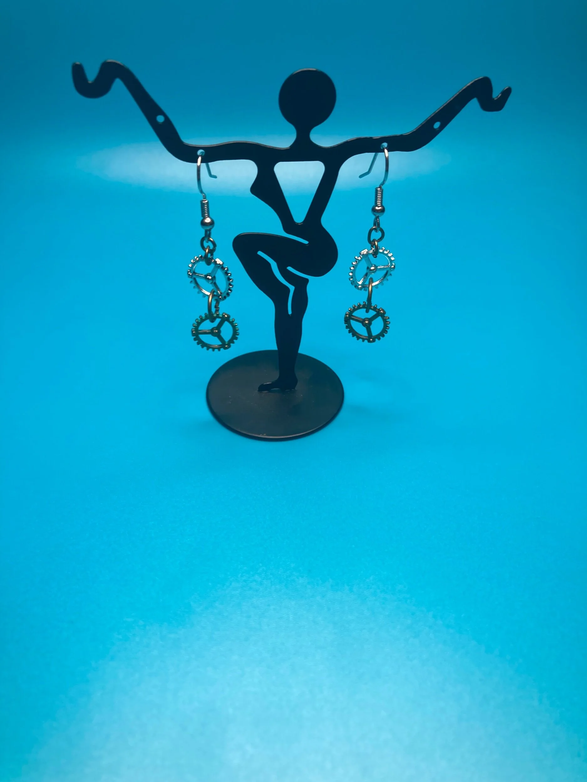 Silver and Copper Watch Gear Earrings