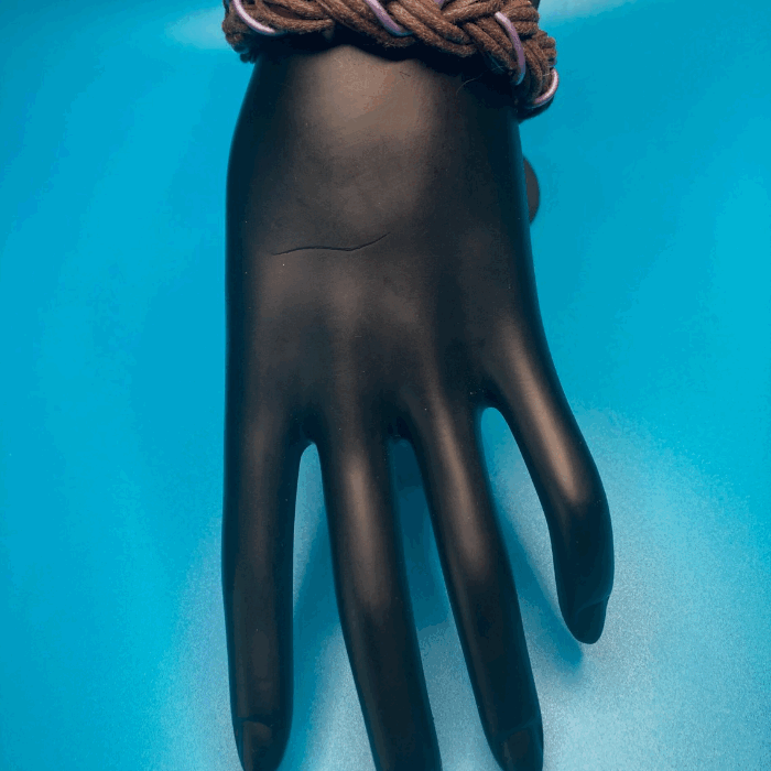 Braided Dark Brown and Purple Leather Bracelet