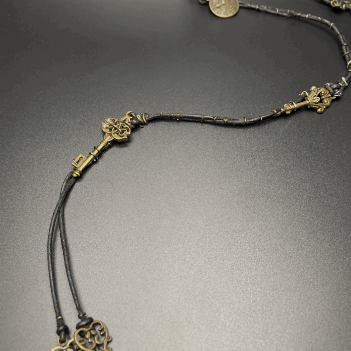 4 Key Long Leather Necklace