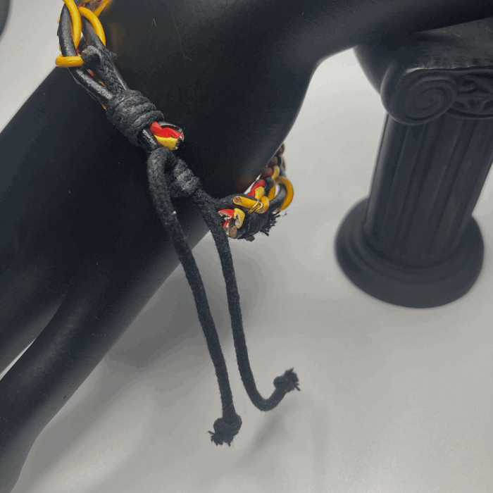 3 Layer Black, Yellow, and Red Galore Leather Bracelet