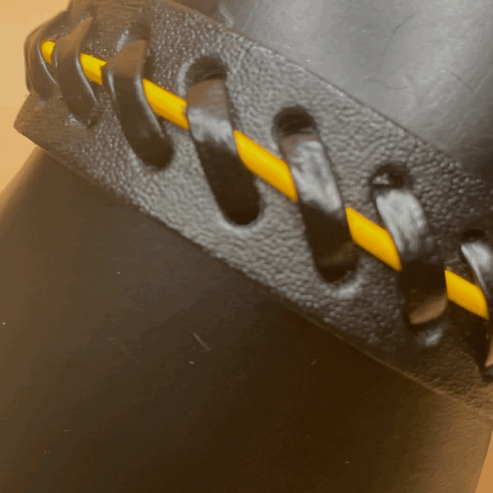 Yellow Black Cross Stitching Leather Bracelet