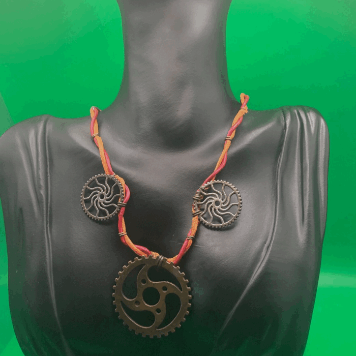 Leather Copper Spiral Necklace