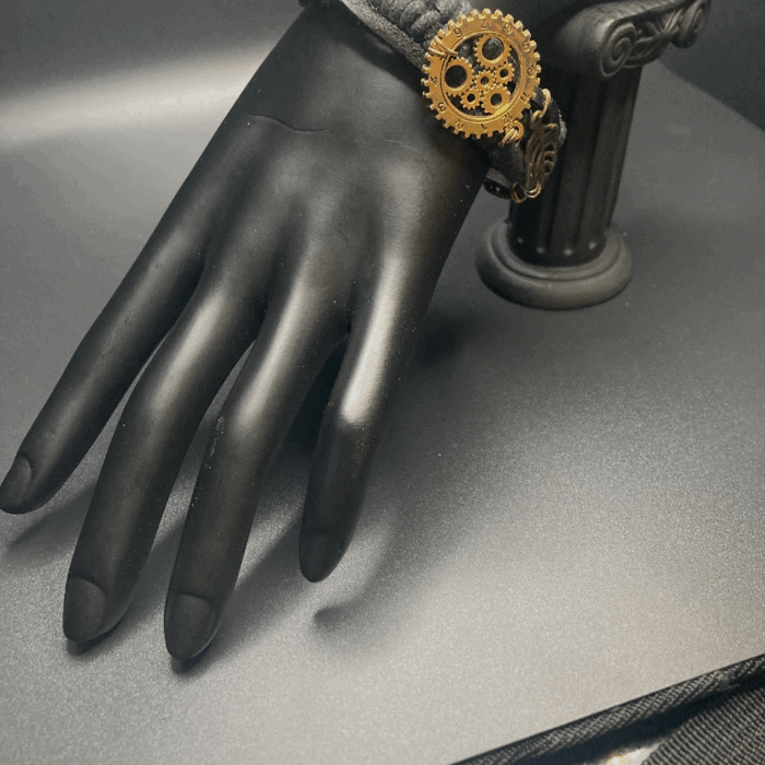 Gold Watch Face Gear with Copper Leaves