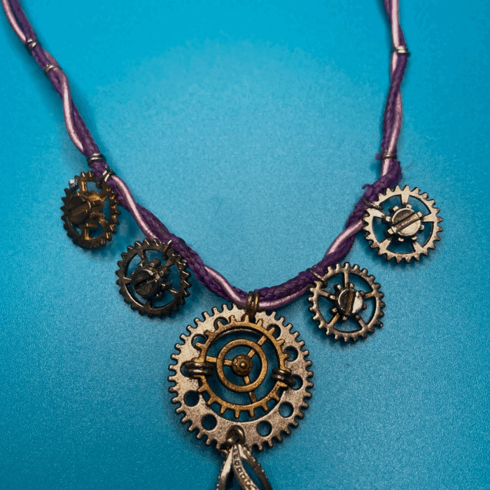Lava Stone Gear Purple Necklace