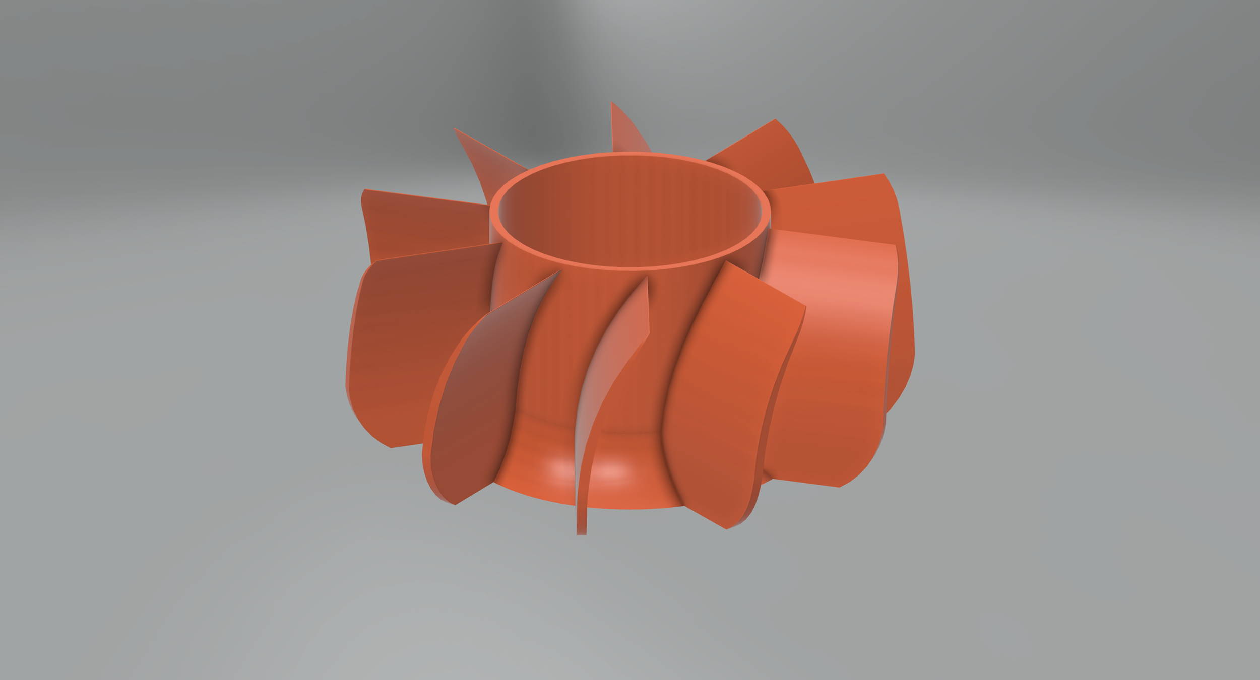 Orange turbine component with multiple curved blades