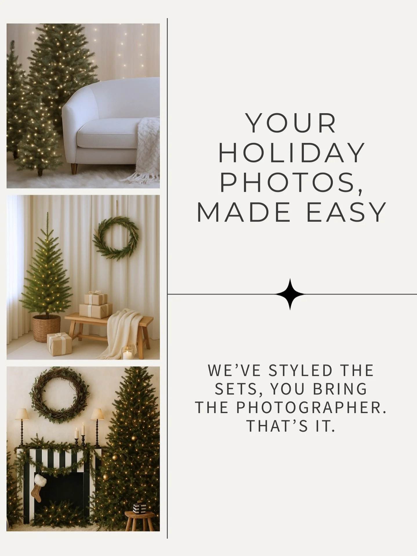 Effortlessly capture the magic of the season 🤍

Keep an eye here for a peek behind the scenes as we build this year&rsquo;s festive sets 🎄✨

Link in bio to book your session!