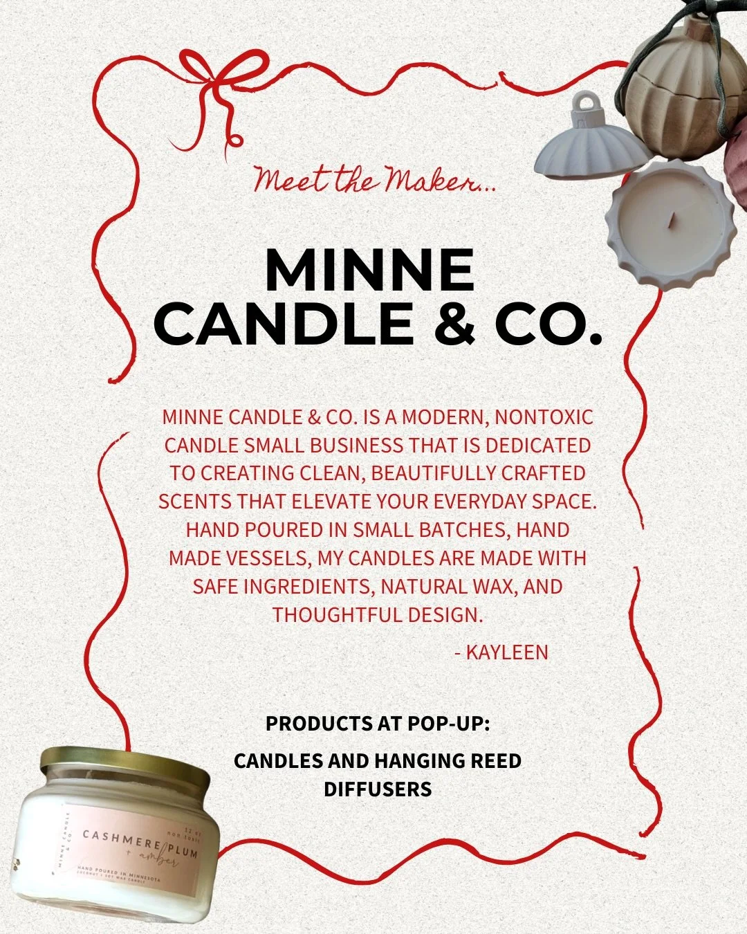 Minne Candle &amp; Co 🕯️✨
Hand-poured candles inspired by cozy moments and Minnesota charm. Find your new favorite scent at our pop-up!

#CozyVibes #ShopLocalMN #HolidayPopup #SupportSmallBusiness #walkerstudiosmpls