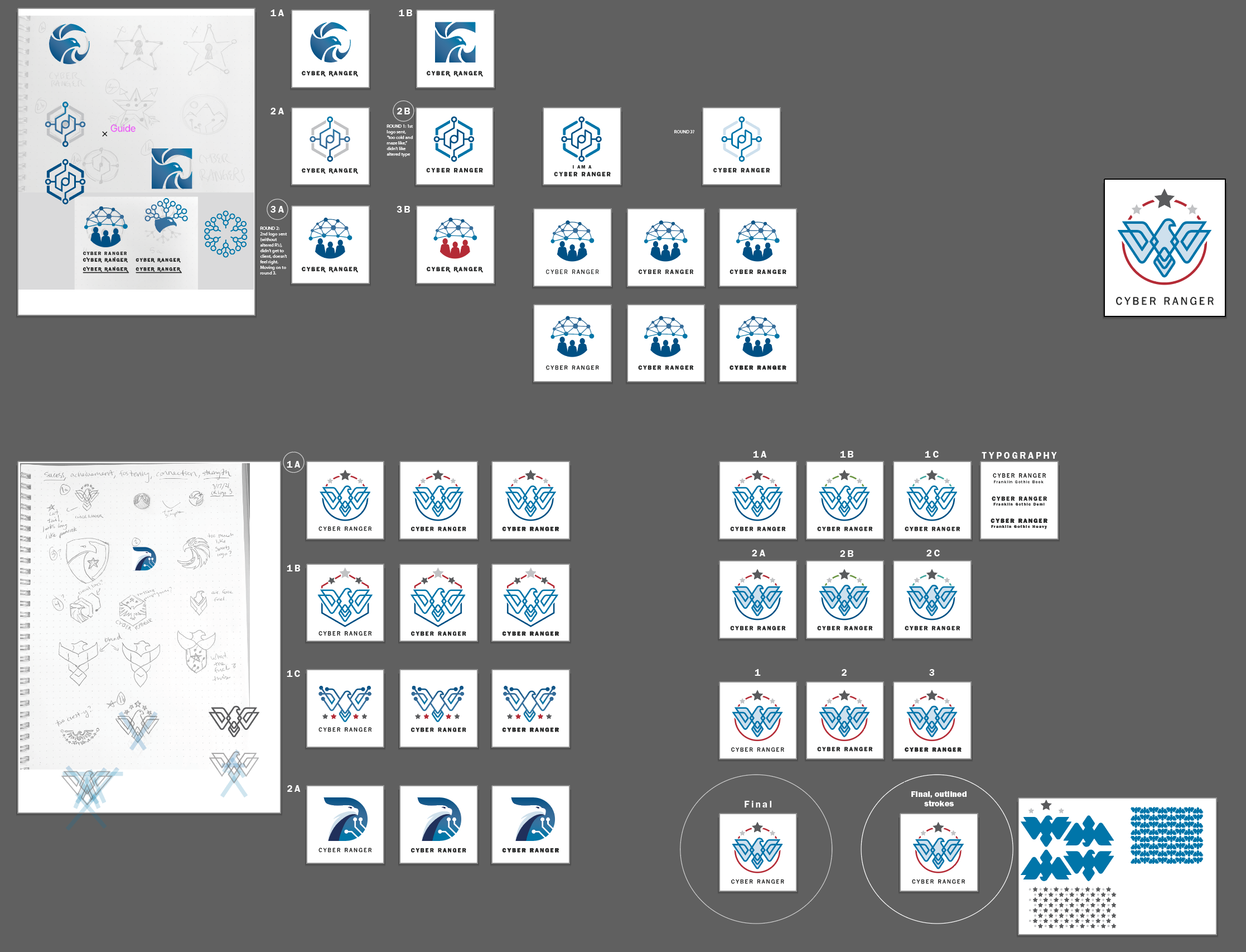 Iterations to get to final logo