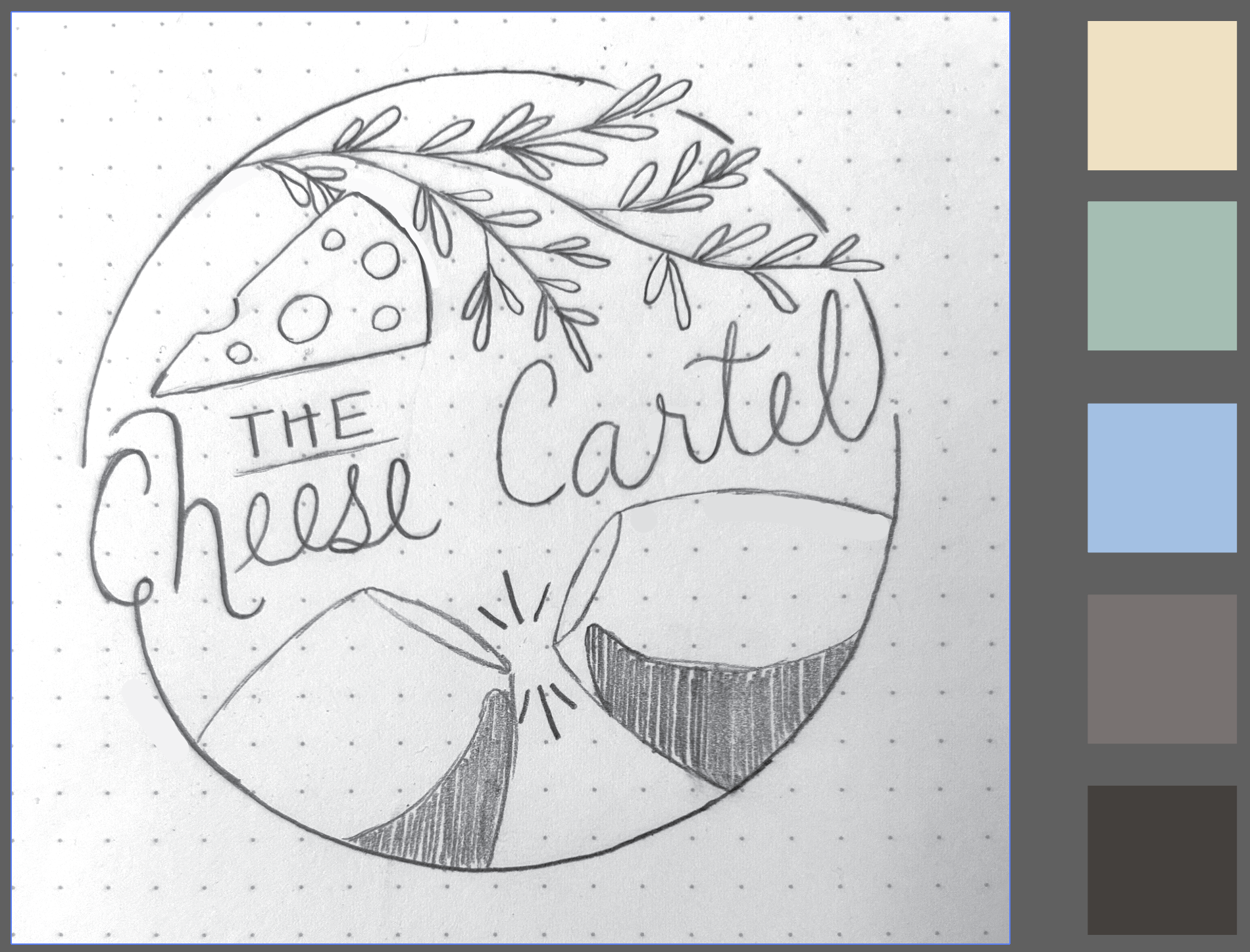 Selected sketch concept, simple palette