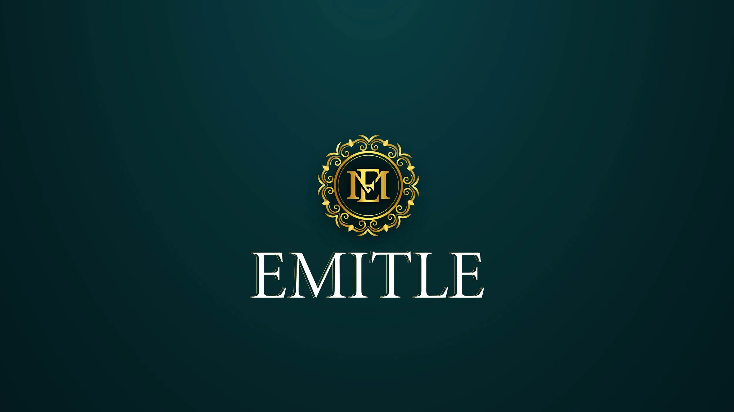 A dark green background with a gold ornamental emblem and the word 'EMITLE' in white below it.