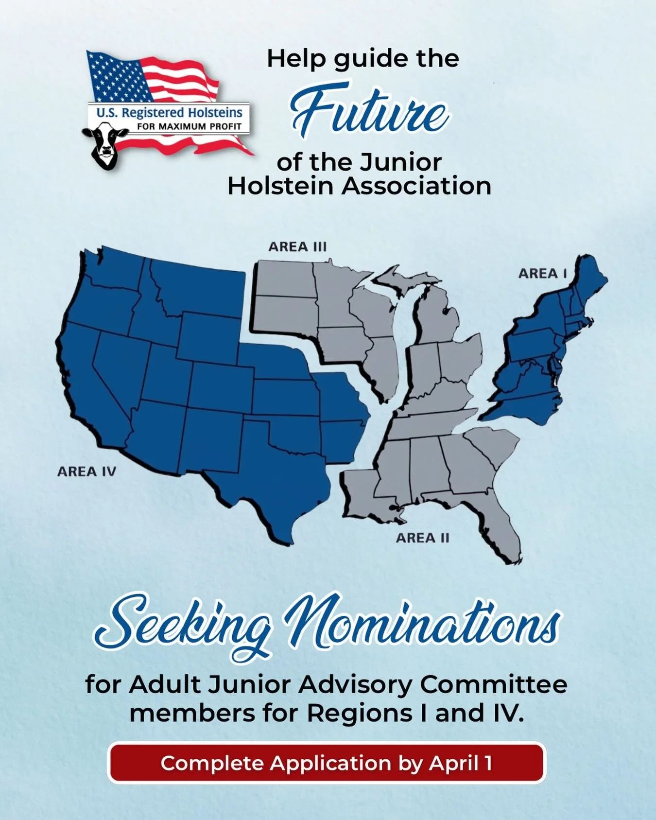 We are currently seeking adult members to serve on the Junior Advisory Committee for Regions I and IV.

This is a great opportunity to work alongside some of the most dedicated youth in the dairy industry while helping shape the future of the Junior 