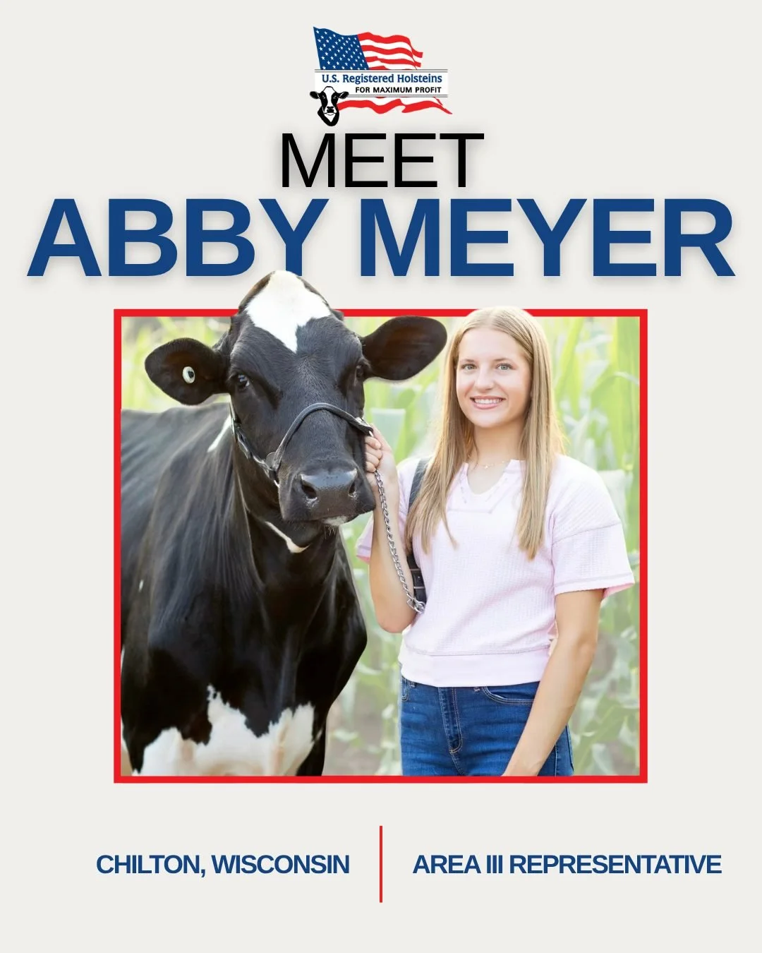 Meet JAC Area III Representative Abby Meyer! 🌟

Abby is a 17-year-old from Chilton, Wisconsin. Beyond being a part of the Junior Holstein Association, she&rsquo;s an engaged member of FFA, 4-H, the Brown Swiss Association, and more!

💡 Fun fact abo