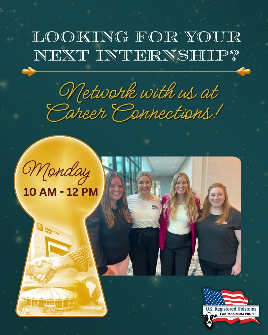 Heading to Career Connections at World Dairy Expo? We'd love to share more about internships, careers, and other opportunities at Holstein Association USA! Find us in the Atrium on Monday, September 28 from 10 AM to 12 PM.
